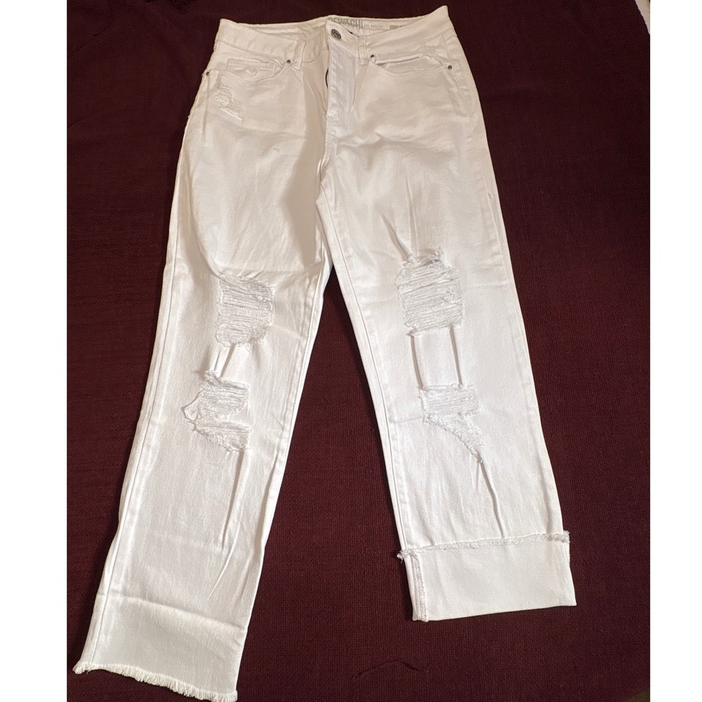 Rewash Brand White Distressed High Rise Straight Leg Jeans Womens Size 9/29 SH